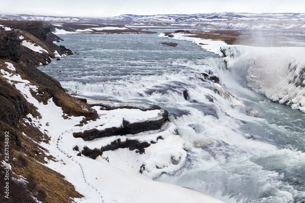 Gullfoss is a waterfall located in the canyon of the Hvítá river in southwest Iceland
