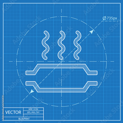 Catalytic converter overheat warning vector hmi dashboard blueprint icon