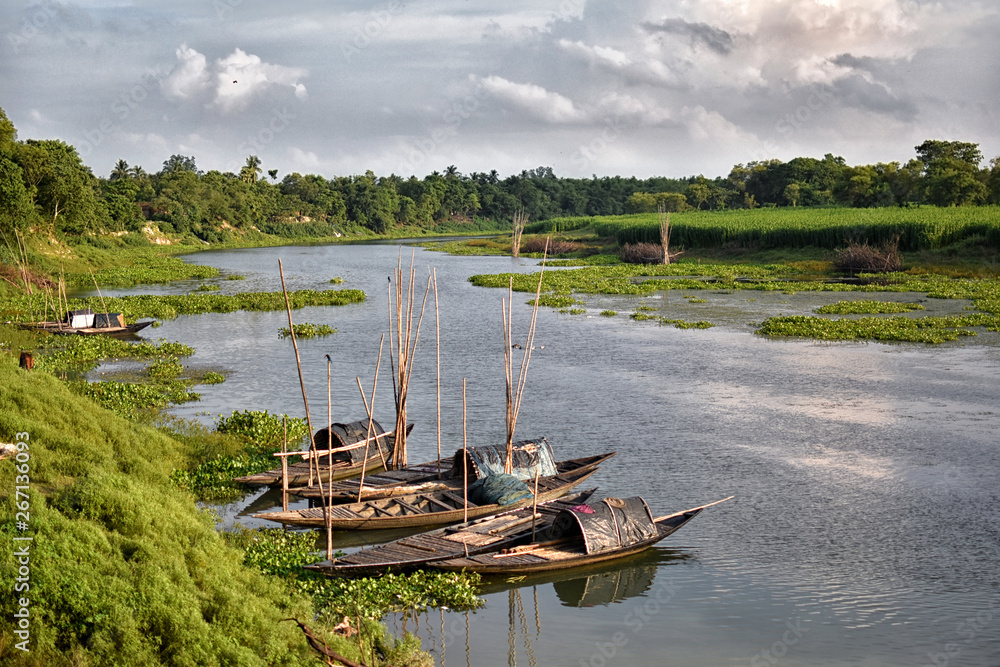 Amazing landscape of Jalangi River, is a branch of the Ganges river in