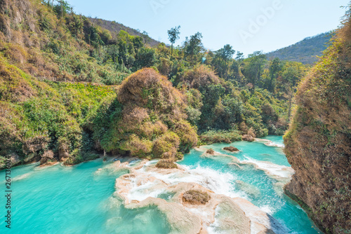 The amazing turquoise natural pools of Chiflon in Chiapas, Mexico