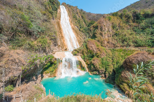 The amazing turquoise waterfalls of Chiflon in Chiapas  Mexico