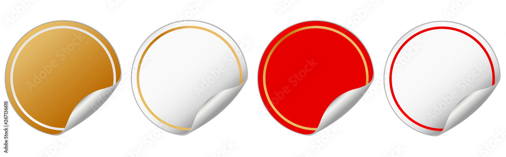 set of round stickers on white background set of round stickers on white background