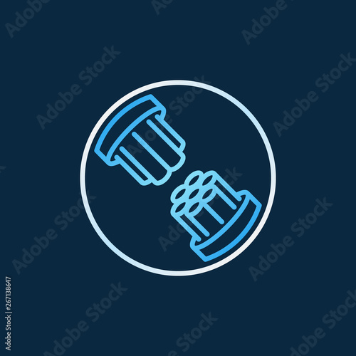 Vector optical fiber in circle colored icon in outline style on dark background