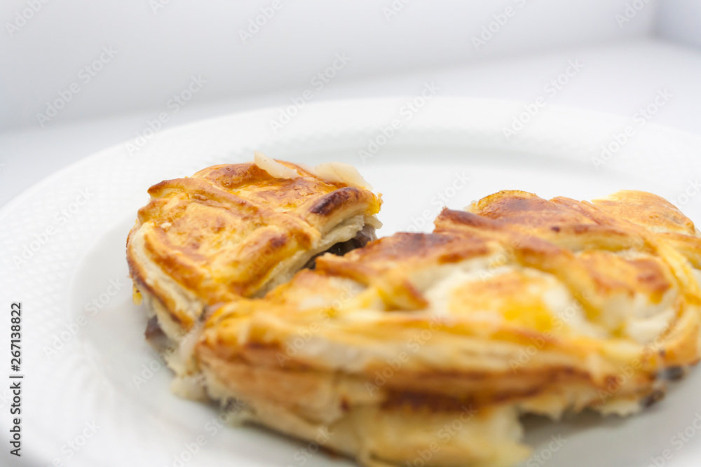 traditional English shepherd's pie cut into pieces traditional English shepherd's pie cut into pieces