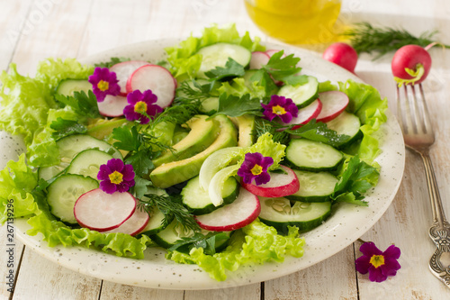 Avocado, cucumber and radish salad 