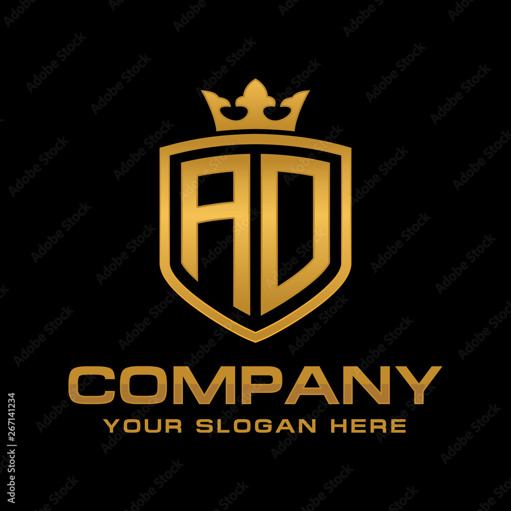AD initial with shield and crown, Luxury logo design vector AD initial with shield and crown, Luxury logo design vector