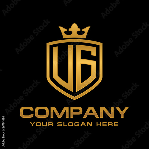 UG  initial with shield and crown  Luxury logo design vector 