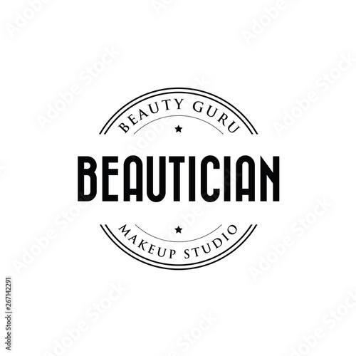 Beautician makeup studio logo stamp