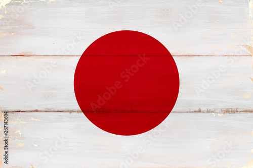 Obraz na płótnie Flaga Japonii malowana na starej desce. w salonie