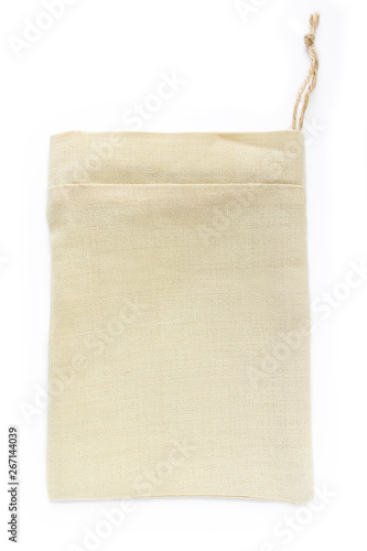 eco natural cotton small sack bags, made of linen, mockup