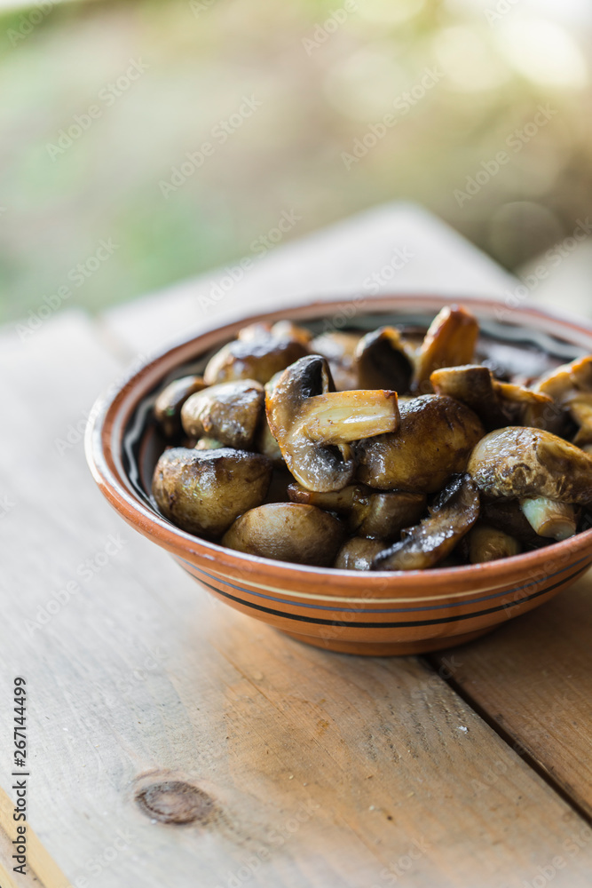 Fototapeta premium Sliced fried mushrooms