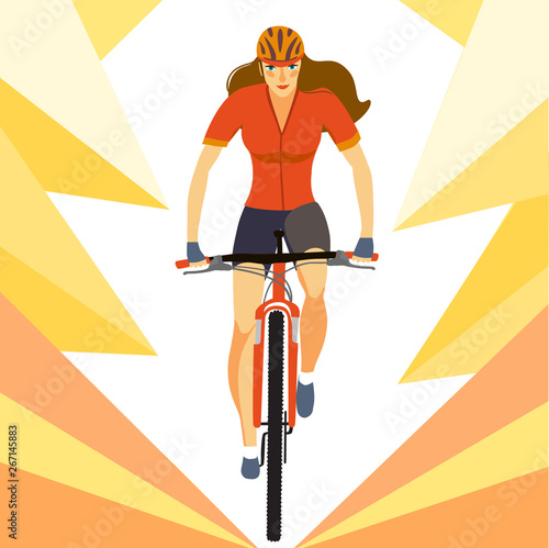 Woman racing mountain cyclist