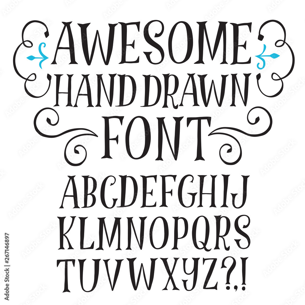 Hand drawn decorative vector letters