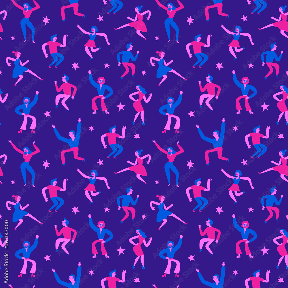Dancing people seamless pattern.