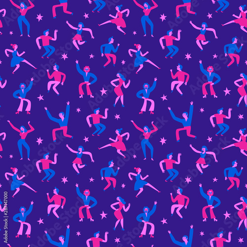 Dancing people seamless pattern.