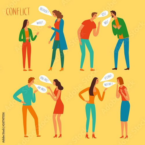 Angry people argue set