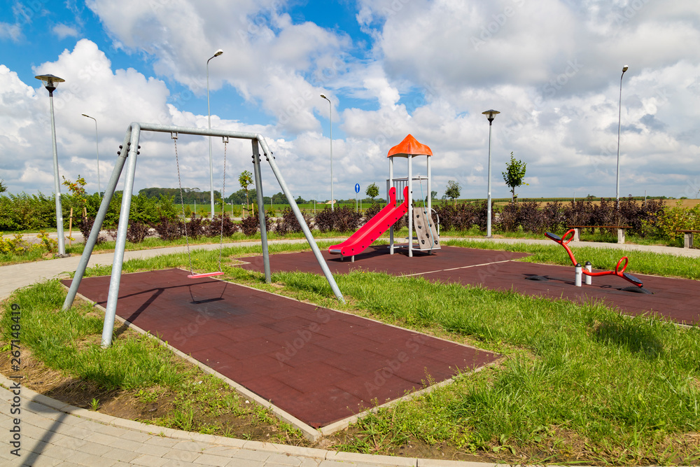 Playground on rest station, autobahn in Poland, Europe