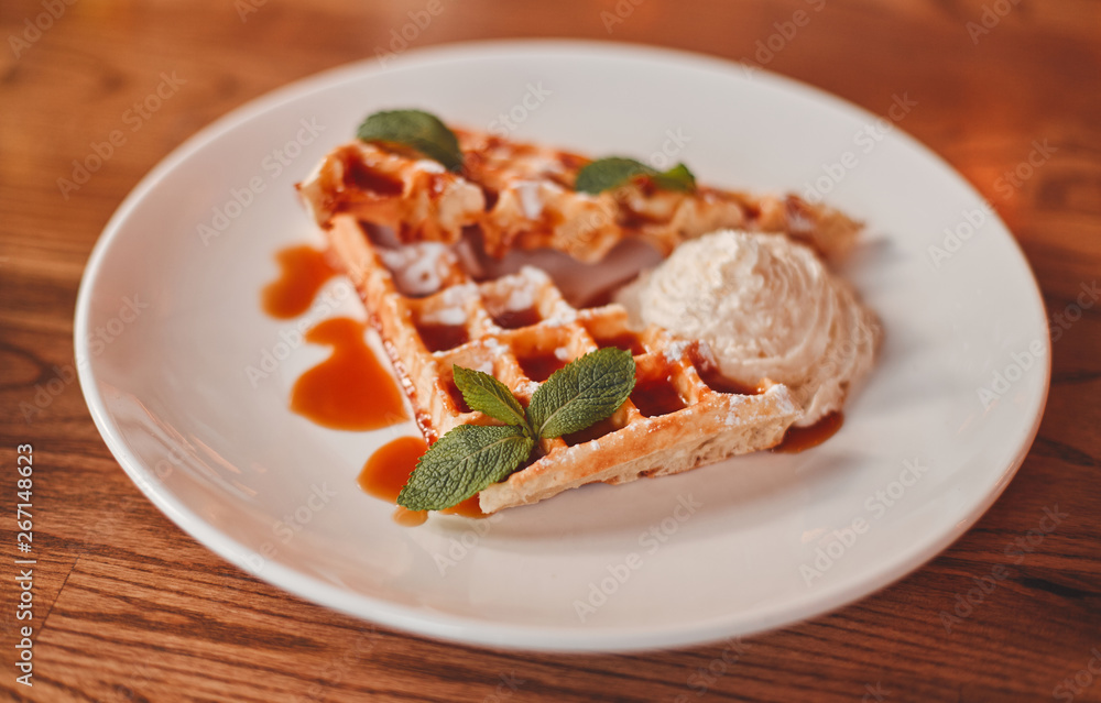 Dessert on a wooden table