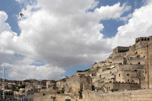 Matera, Italy - 07/16/2017: The historic center of the city of Matera, which is included in the UNESCO World Heritage List.