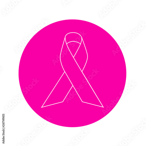 Icono plano lineal lazo de conciencia en círculo de color rosa