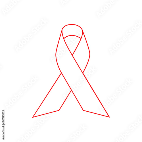 Icono plano lineal lazo de conciencia en color rojo