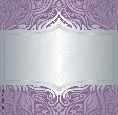 Wedding Floral violet silver vector holiday background