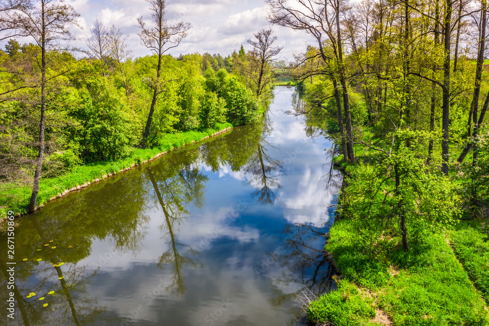 Aerial view of Nida river in Poland Aerial view of Nida river in Poland