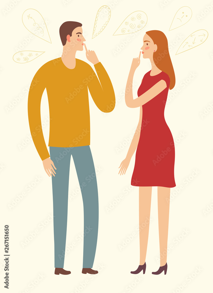 Man and woman keeping secrets Man and woman keeping secrets