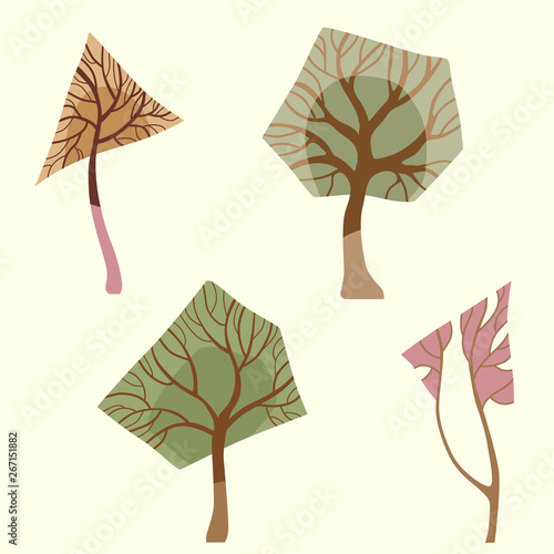 Vector trees elements for forest flat cartoons