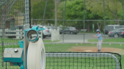 Little League Kid Hits Pitch off Pitching Machine