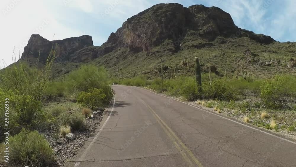 Backward View Driving Looking At Picacho Peak Backward View Driving Looking At Picacho Peak