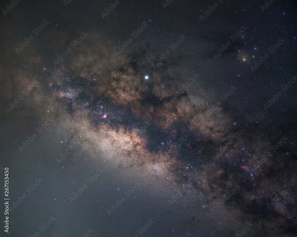 Fototapeta premium Milky way core rising over the clean sky of Uruguay