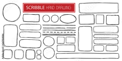 Hand drawn scribble symbols isolated on white 