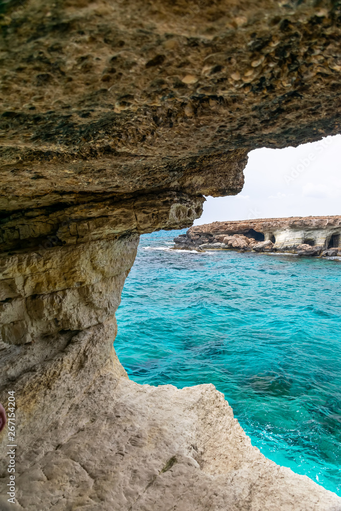 The picturesque cave is located on the shores of the Mediterranean Sea.