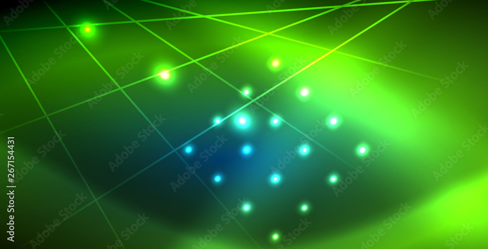 Neon glowing techno lines, blue hi-tech futuristic abstract background template with lights Neon glowing techno lines, blue hi-tech futuristic abstract background template with lights