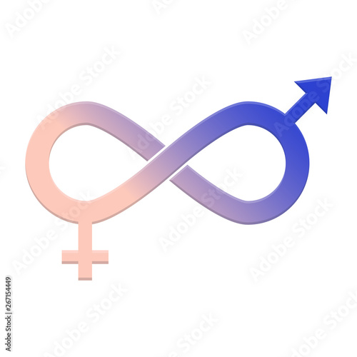 Gender equality icon. Gender isolated symbols on white background. Infinity sign of equality, collaboration, connection, relationship of man and woman . Flat style vector illustration