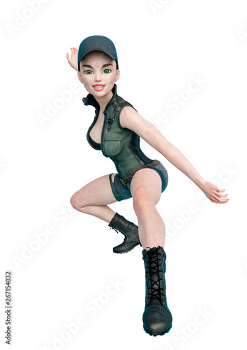 adventure girl in a white background