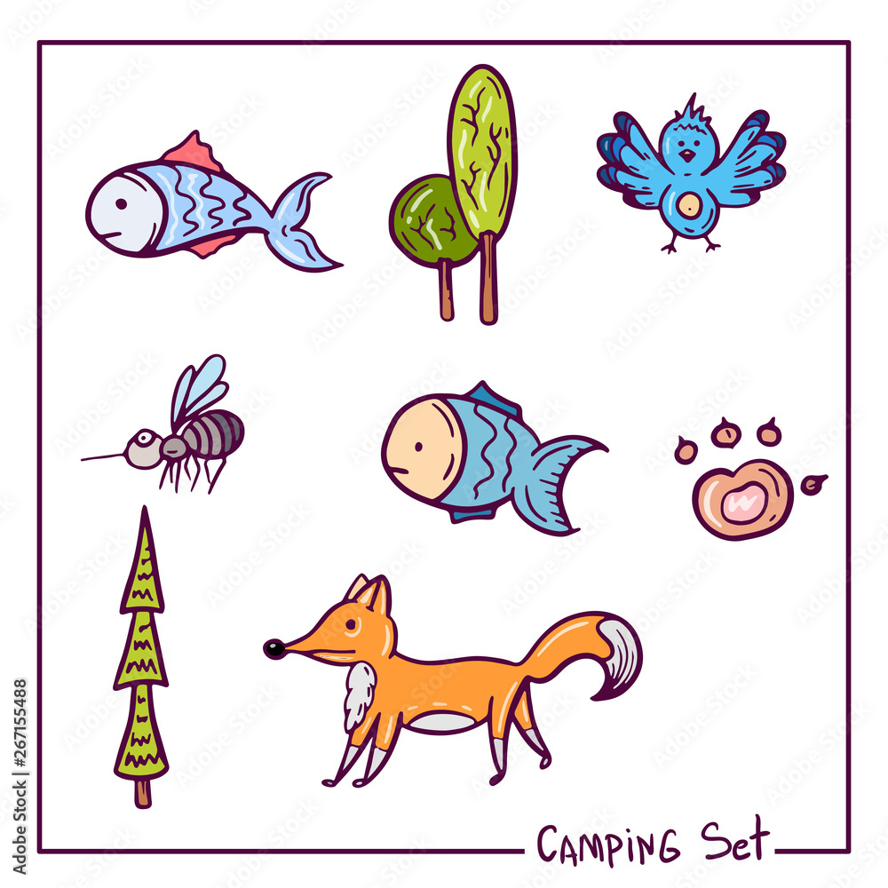 Vector Illustration from camping set. Good for card, poster, banner, invitation, postcard, icon. EPS 10 Vector Illustration from camping set. Good for card, poster, banner, invitation, postcard, icon. EPS 10