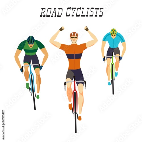 Fast racing cyclists set