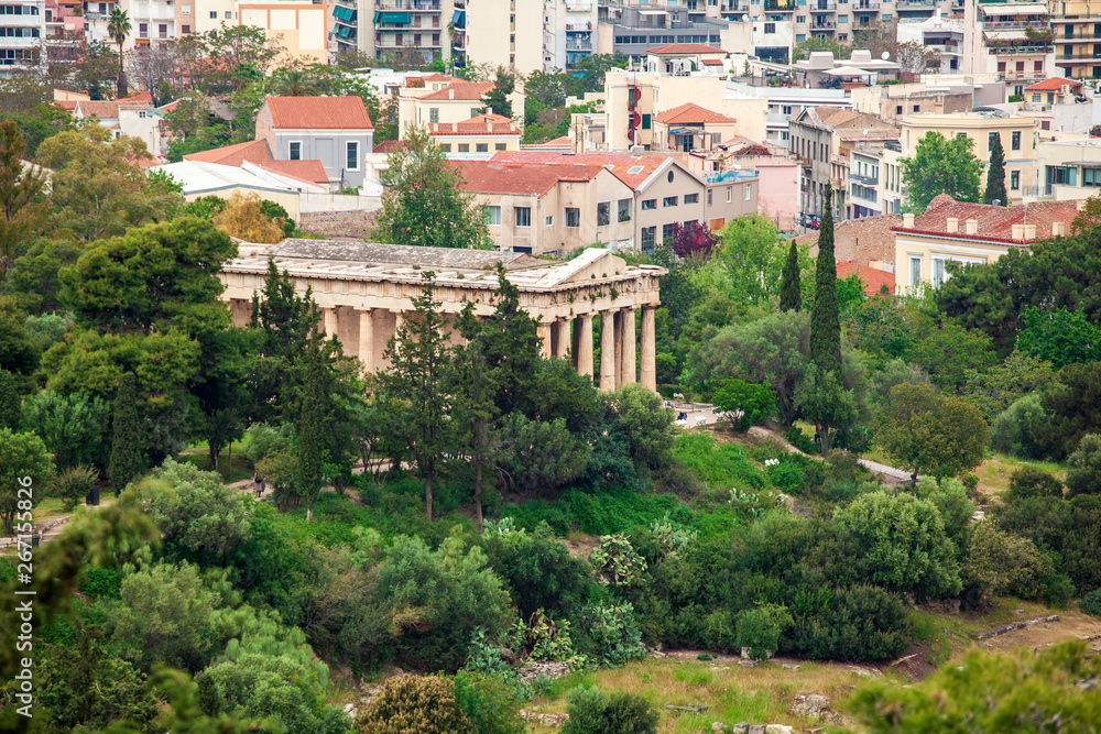 View of the Temple of Hephaestus from the Acropolis , Athens, Greece View of the Temple of Hephaestus from the Acropolis , Athens, Greece