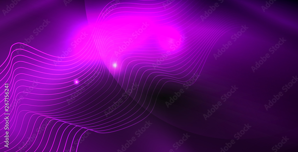 Glossy shiny glowing neon waves Glossy shiny glowing neon waves