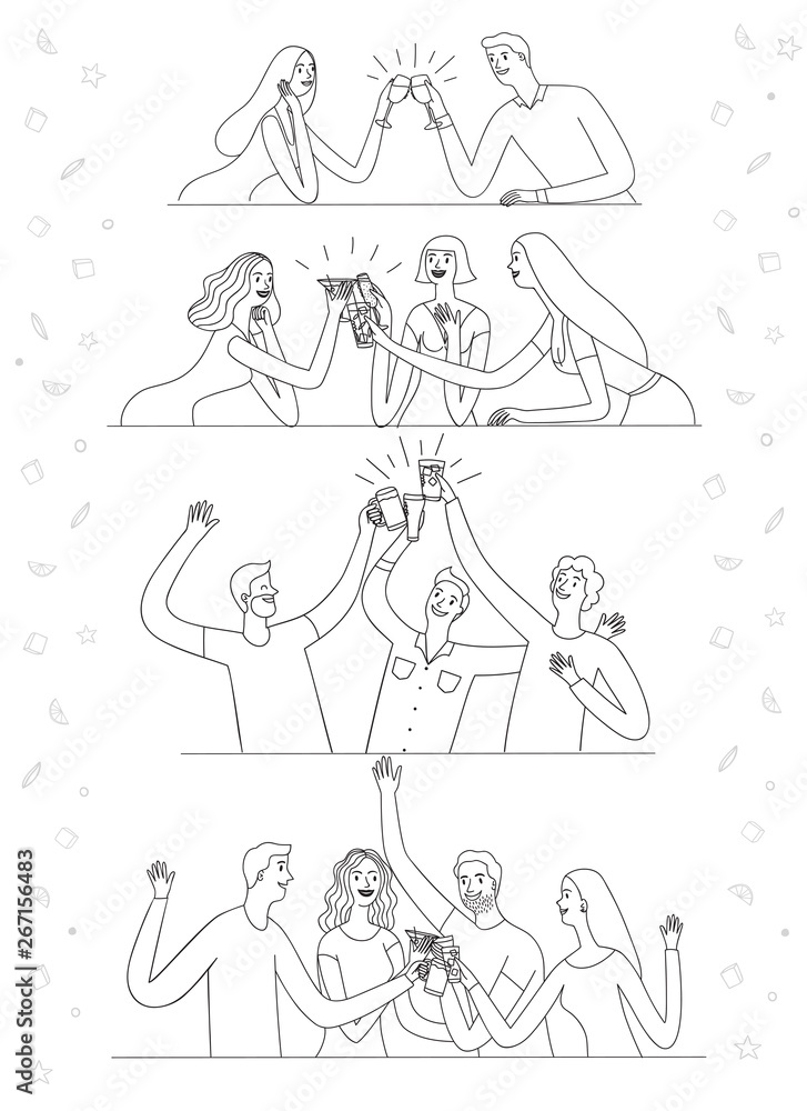 Different groups of people drinking at the bar. Different groups of people drinking at the bar.
