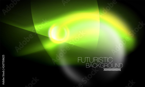Blurred neon glowing round shapes, abstract circles and lights