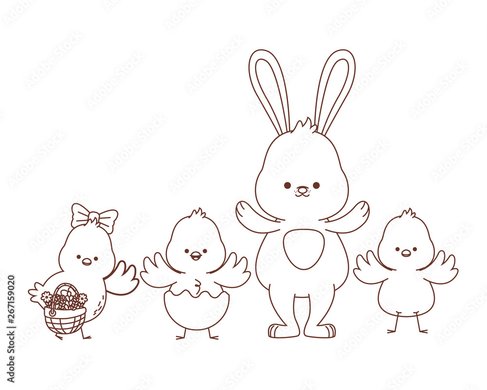 Fototapeta premium Happy farm animals outline