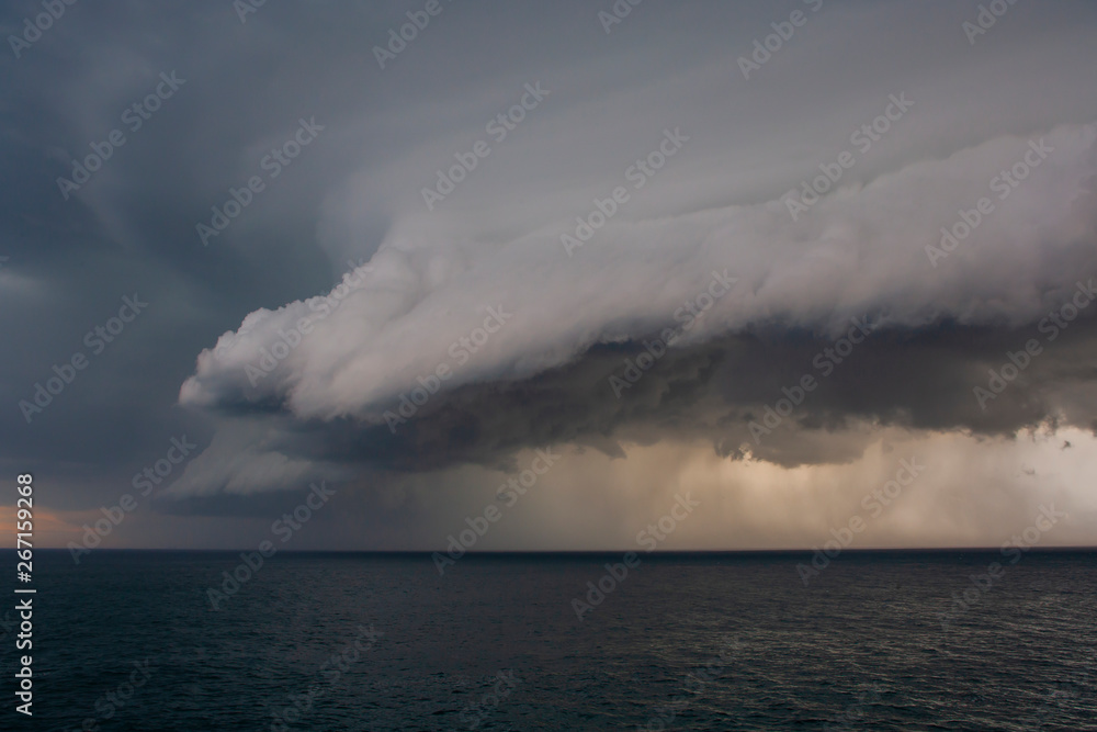 Dramatic Afternoon Storm over the Ocean 