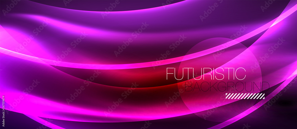 Glowing abstract wave on dark, shiny motion, magic space light. Techno abstract background Glowing abstract wave on dark, shiny motion, magic space light. Techno abstract background