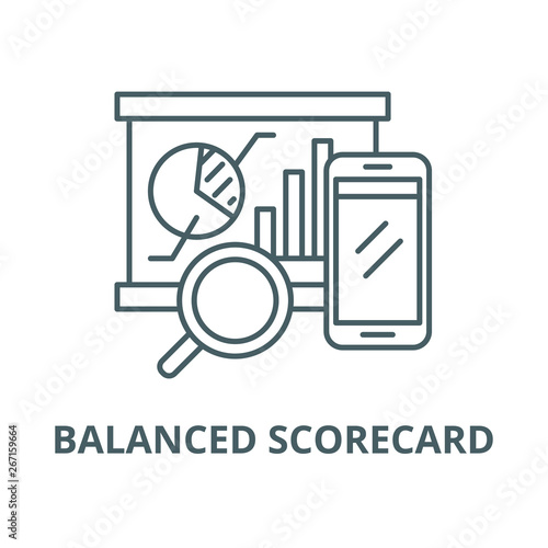 Balanced scorecard vector line icon, outline concept, linear sign