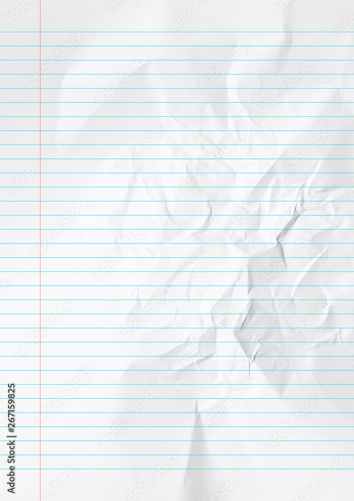 Fototapeta premium White crumpled lines paper school background.