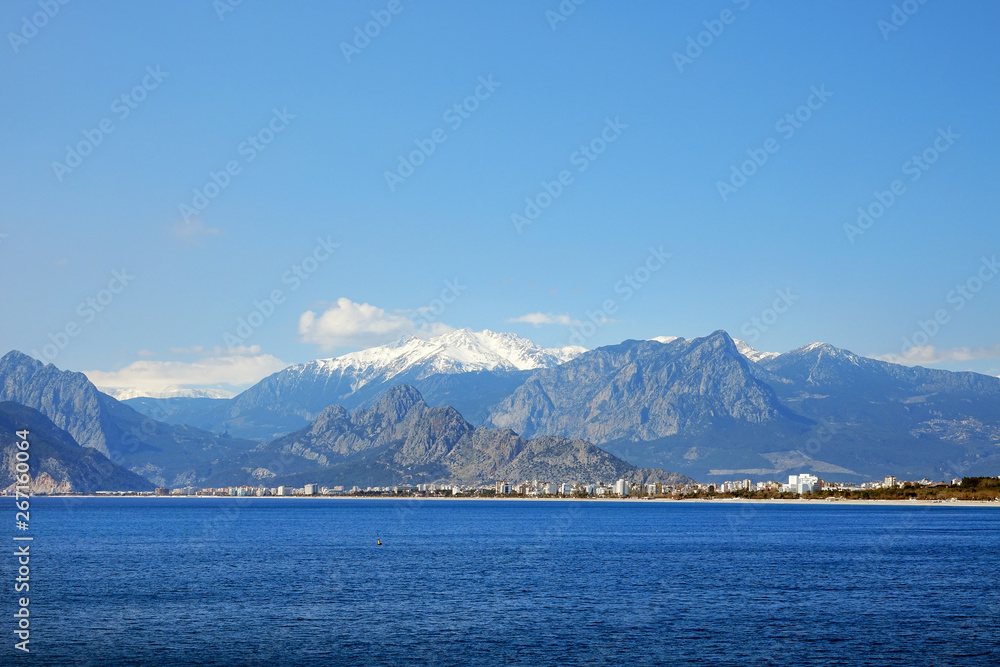 landscape image of high mountains over clear sky in Antalya city, Turkey