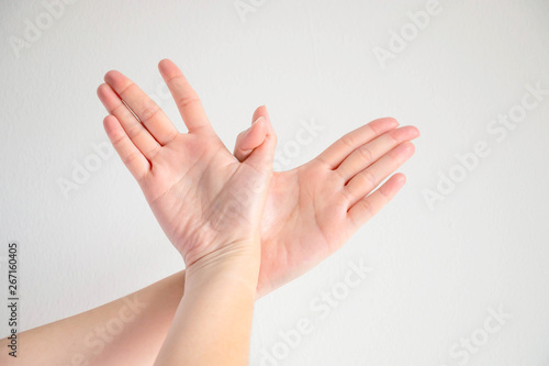 Wallpaper Mural Woman posturing two hands to be bird shape; symbol of freedom. Torontodigital.ca